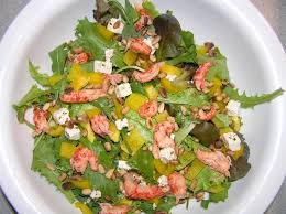 Rivierkreeftjes salade met mango en gemberdressing